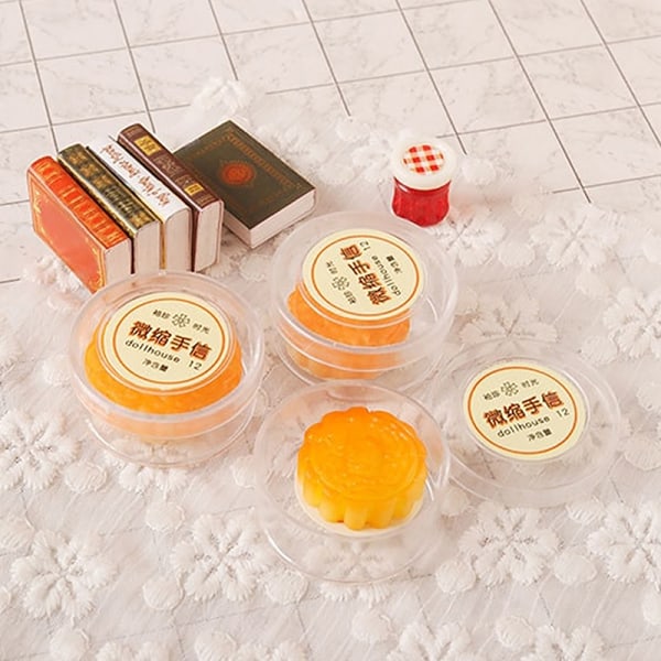 1:12 Dockhus Miniatyr Mooncake Bean Paste Pai W/Box Kök B