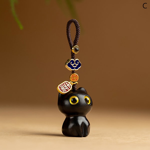 e Anime Cat Nøglering Til Kvinder Mænd Mobiltelefon Taske Chain Woode C