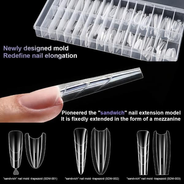 240 stk. Dual Forms False Tips Fuld Dækning Poly Neglegelforme Til A3