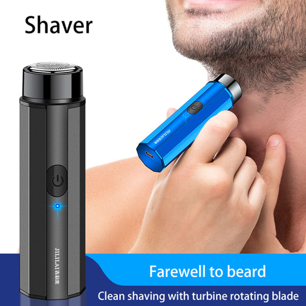 Mini elektrisk rakapparat för män Portable Electric Razor Beard USB Blue