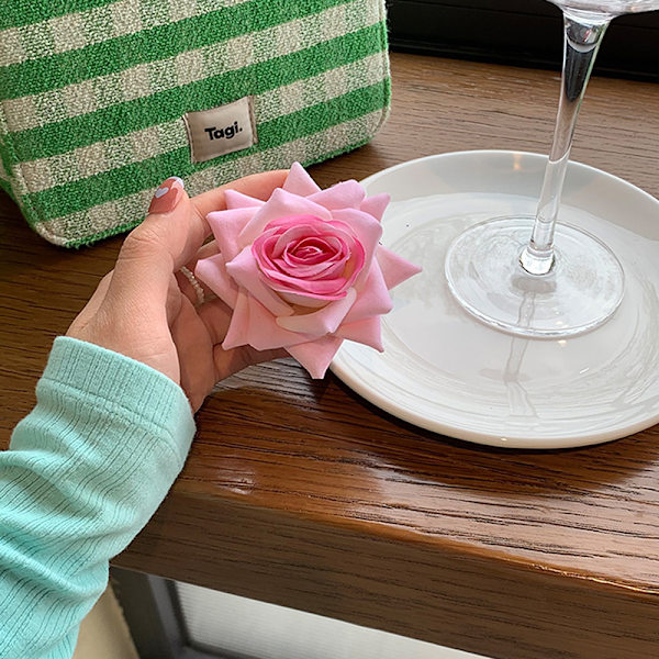 1 Stk Retro Rød Pink Rose Flower Klassisk Elegant Moderigtigt hår Pink