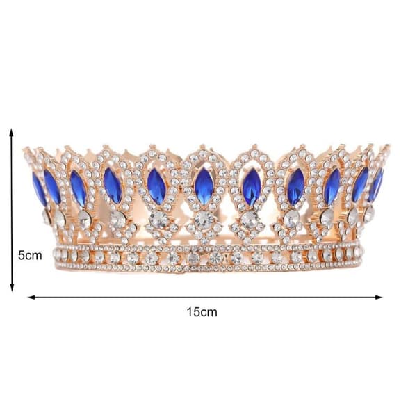 Krystal Barok Dronning Krone Kvinder Rhinestone Bryllup Tiara Prin Blue