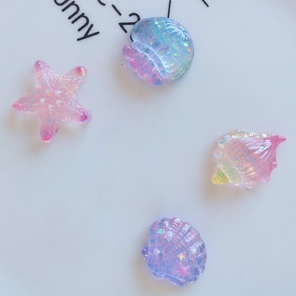 10 stk. Mini Kawaii e Star Shell Flat Back Cabochons DIY Scrapboo StyleB