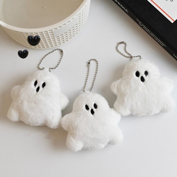 White Ghost nøkkelringer Small Ghost Funny School Bag Pendant e P