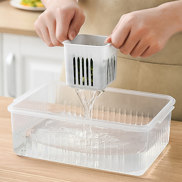 Scallion Storage Box Kotitalouksien Scallion Ginger Valkosipulin säilytysaine Transparent