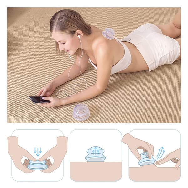 Silikon Vakuumkoppsett Massasje Kroppskopper Tilbake Gua Sha Vent White