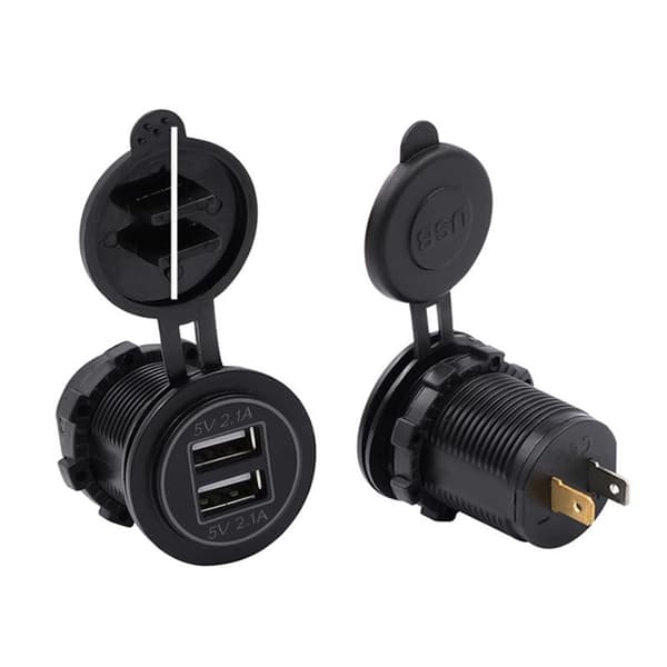 1 stk 12V/24V dobbel USB-uttak 5V 2.1A/1A billaderkontakt 5V 1A