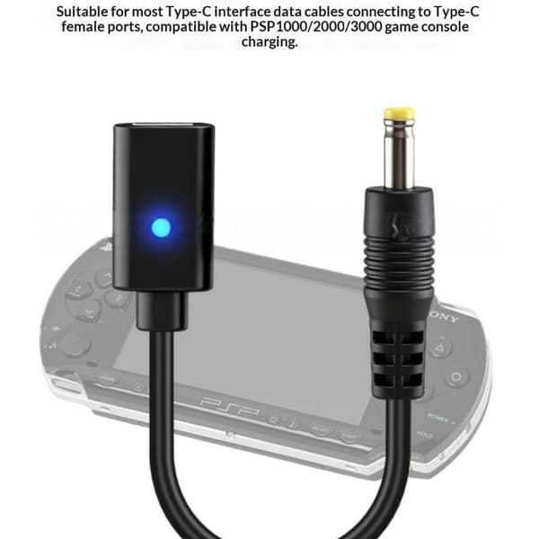 1/5 kpl USB C -kaapeli PSP1000 2000 3000 -ohjaimelle Type C LED