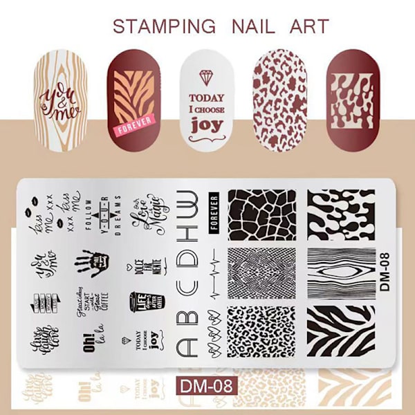 Nail Stamping Plates Utskrift Stencil Manikyr konststämpel DM8