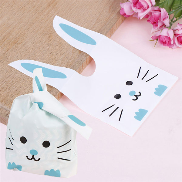 50st e Long Bunny Ear Presentpåse Påskgodispresent Plastdel Blue