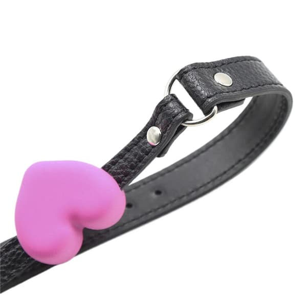Silikon Hjerteformet Munnkuleknebel Bondage Restriksjoner Justerbar Pink A