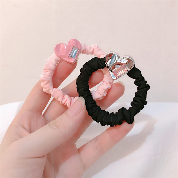 e Heart Pendent Hiusköydet paksusuolen ympyrä ponytail Scru Black