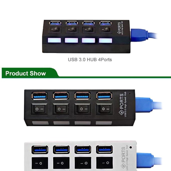 USB Splitter Strømadapter 4/7 Port Multiple USB3.0 USB Splitt A1