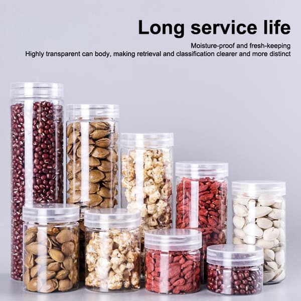 1 st transparent PET-plastförvaringsflaskor förseglad burk 5