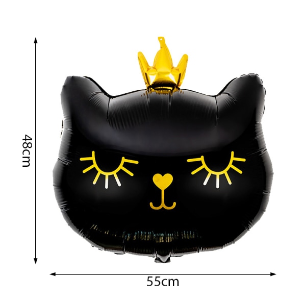 Cartoon Crown Cat Balloon Animal Folieballonger Barnebursdag Pa Black