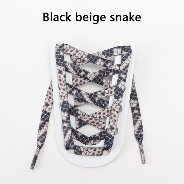 120 cm leopardprint snørebånd til sneakers mand og kvinde flad Black beige snake