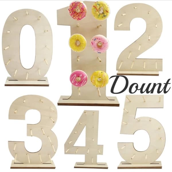 Nummer 0-9 Tre Donut Display Stativ Holder Brett Bord Dessert 9