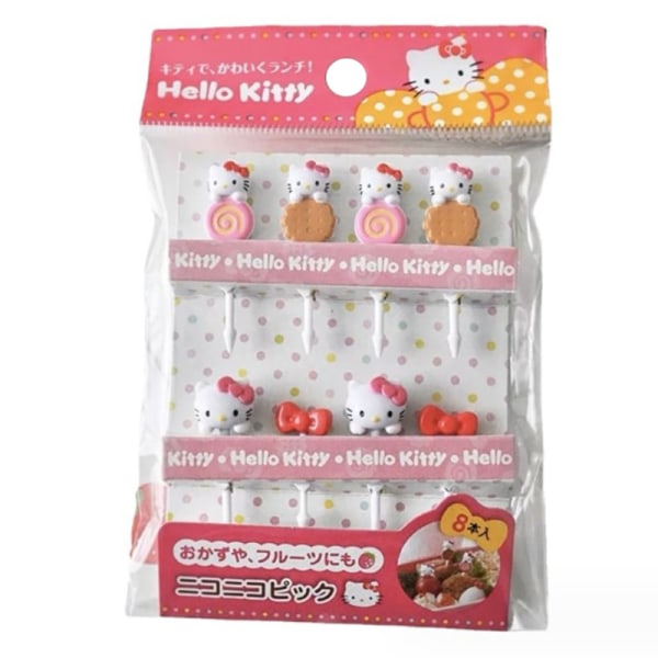 Kawaii Sanrio Hello Kittys tegneserie plastfruktgaffel og skjønnhet