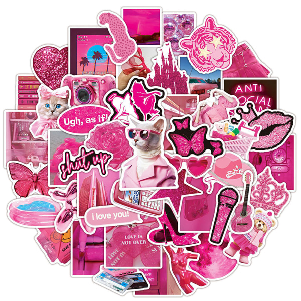 50 STK Barbie Pink tegnefilm Graffiti Sticker Guitar Kuffert