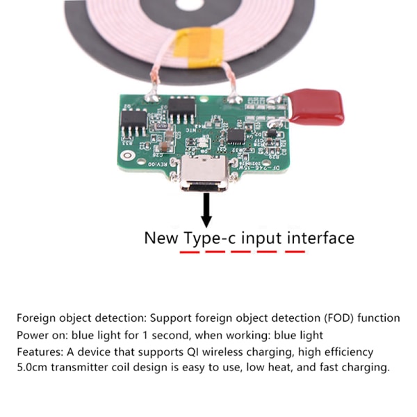 15W Qi Fast trådløs opladermodulsender med boks PCBA C