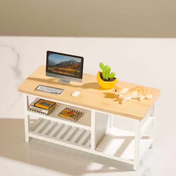1:12 Nukkekoti Pienoishuonekalupöytä Sohvapöytä Nukkekoti Beige