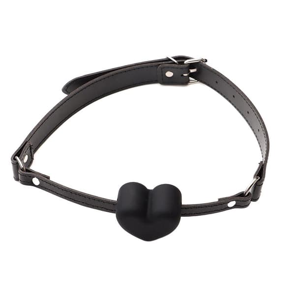 Silikon Hjerteformet Munnkuleknebel Bondage Restriksjoner Justerbar Black
