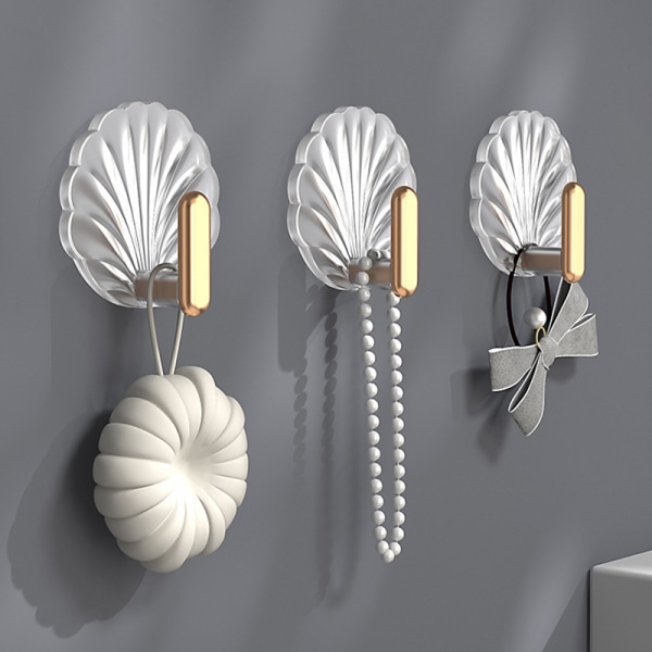 Läpinäkyvät pyyhekoukut Shell Style seinäkoukku keittiön kylpyyn 4PCS