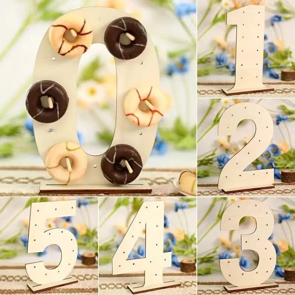 Nummer 0-9 Tre Donut Display Stativ Holder Brett Bord Dessert 9
