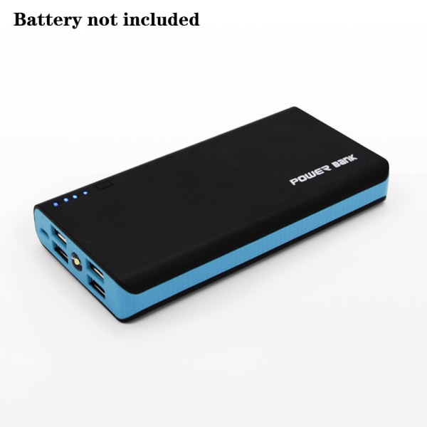 6* 18650 Batteriladerdeksel Power Bank Case DIY Box 4 USB Po Blue