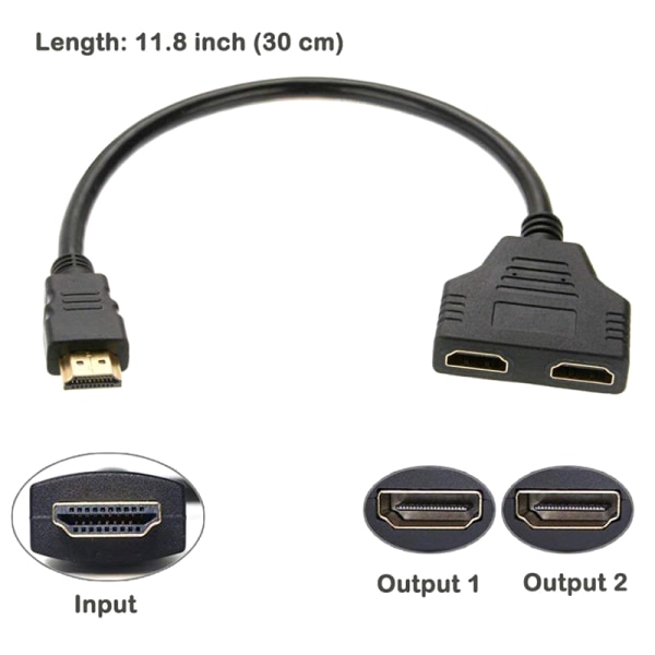 HDMI-jakajakaapeli uros 1080P-kaksois-HDMI-naaras, 1-2-suuntainen