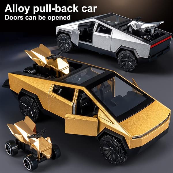 1:36 Alloy Pickup Pull-Back Bilkollektion En Stor Och En Liten Silver