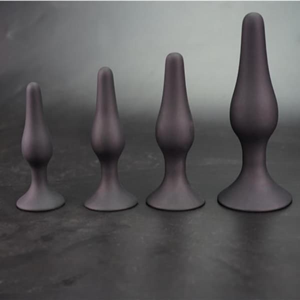1 st silikon analplugg med sugkopp vuxenpärlor Purple Medium
