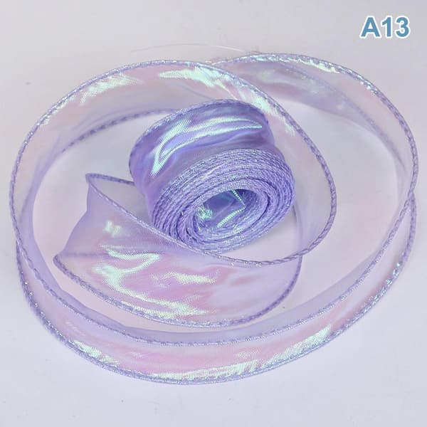 10 Yards Fishtail Organza Bånd 4 cm Reflekterende Iriserende Bølget A13