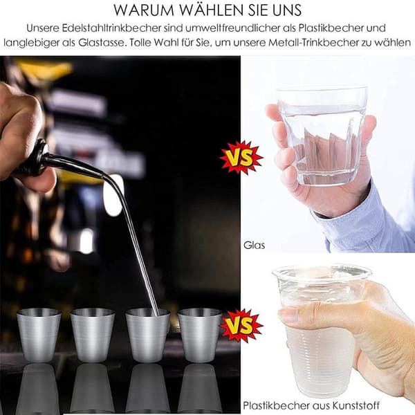 4st 30ML Rostfria Stålmuggar Set Bärbara Utomhus Med Läder Silver