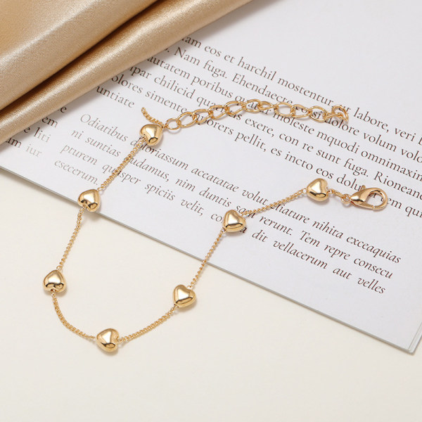 Enkelt hjärtformat guldlegerat armband för modesmycken för kvinnor B