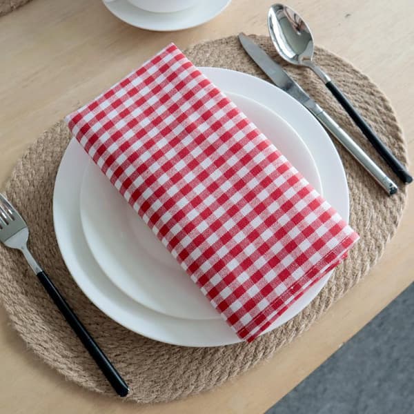 Gingham Serviet 45cm X 45cm Bomuld Lille Tern Stof Bord Serviet A2