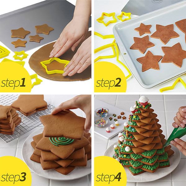 6 Stk/sæt Juletræ Cookie ter Stjerner Form Kage Biscuit ter