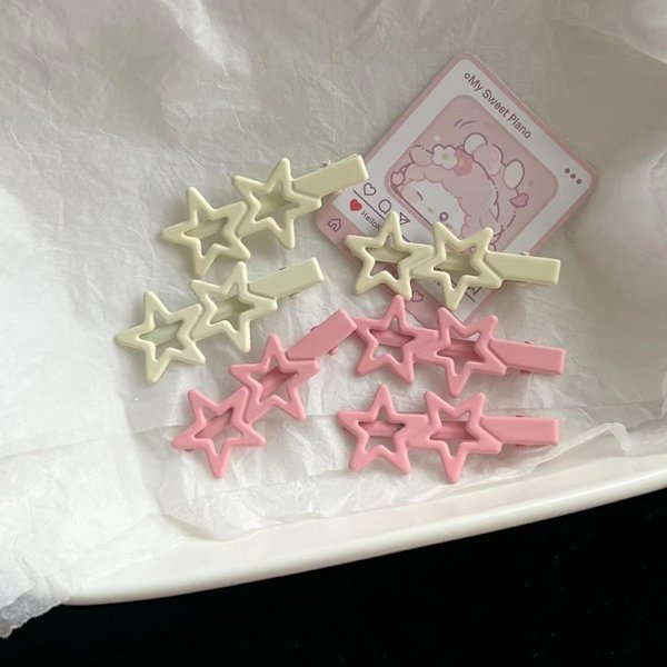 e Sweet Stars hårnål Pentagram Duck Beak Clip Girls Y2k Hair A White