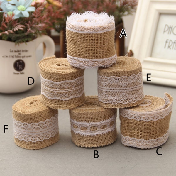 2M Bröllopsspets Säckväv Garland Hessian Ribbon Julklappar B khaki 5*200cm