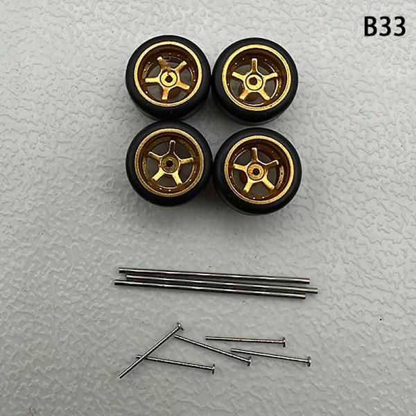 1 sæt 1/64 model bilhjul med gummidæk Modificerede dele Ve B33 10Claws Gold