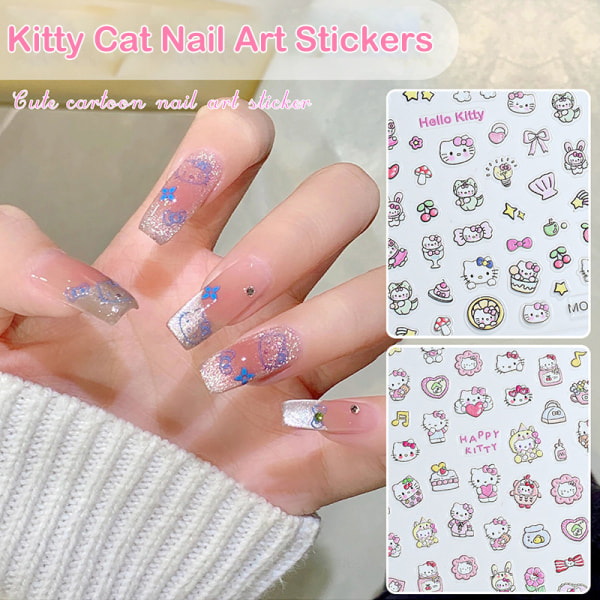 Realistisk Relief Nail Art Stickers Tegneserie Little Beaver Kitty WG-180