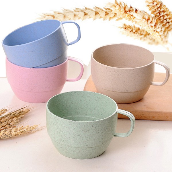 Nordic Style Plast Tekopp Kaffe Te Melk Drikkekopp Eco-frie Beige