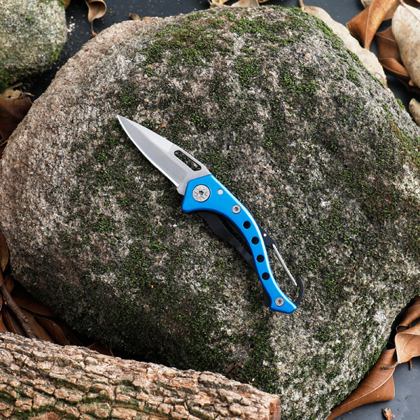 Bærbar mini lommenøglering Multifunktionsfoldning rustfri Blue
