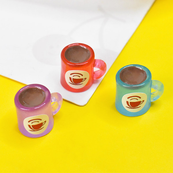 5 ST Ljusande Mini Resin Dryck Cup DIY Smycken Tillbehör Keyc Red