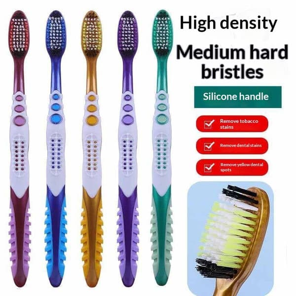 5 stk. manuelle tannbørster med middels harde børster og ergonomisk design 5Pcs