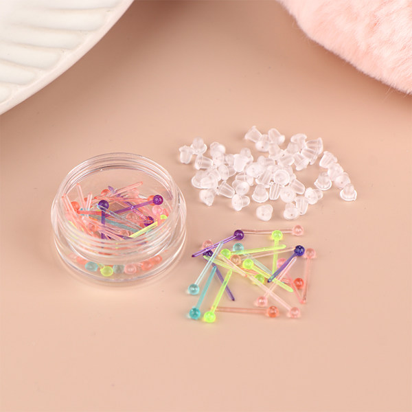 60 stk/200 stk Fargerike anti-allergi plast øredobber Anti-bl Mixed Ball 60pcs