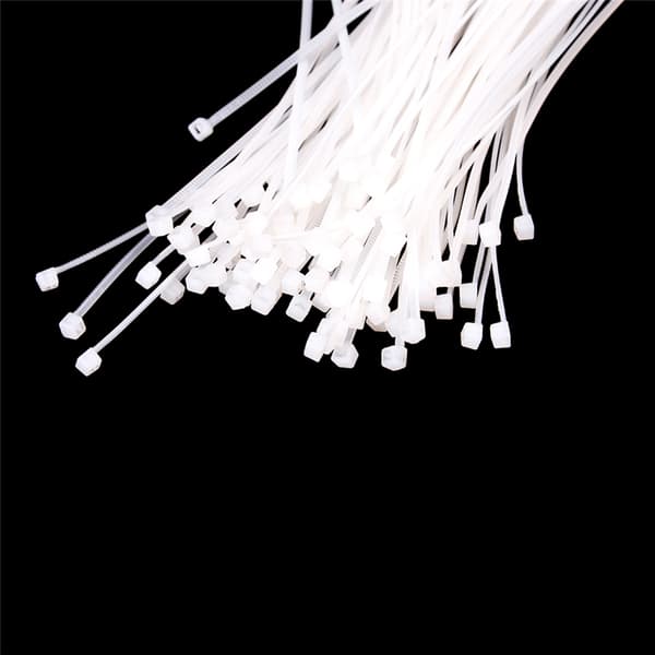 100 stk Fastgør Hvid Sort Kabel Wire Zip Binde Selvlåsende Nylo Black L