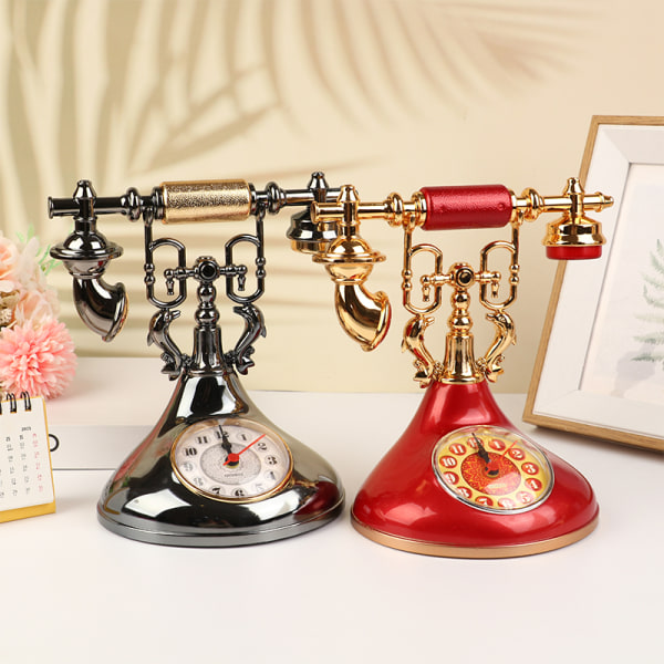 Retro telefonmodell Väckarklocka Creative Timekeeper Desktop T Red