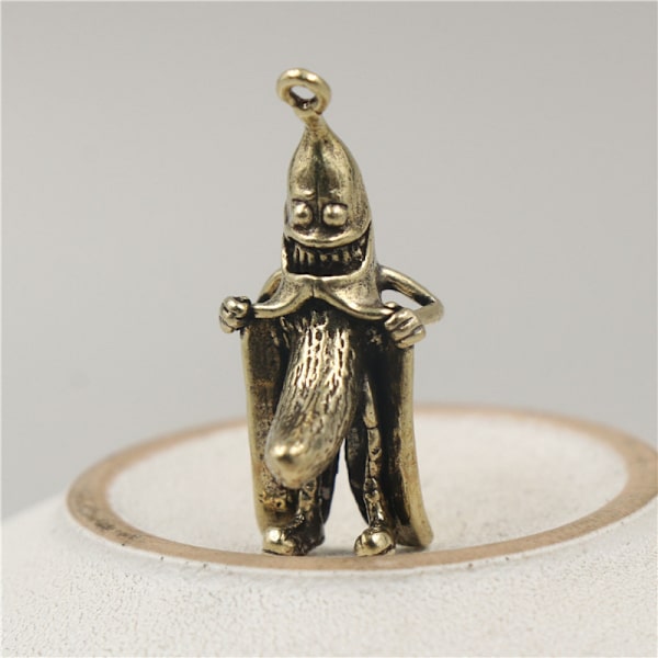 Retro mässing Banana Man Creative Keychain Pendant Desktop Orname