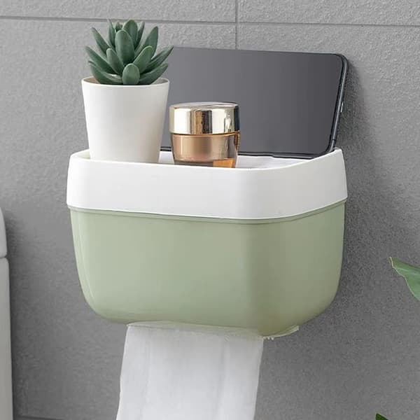 Plassbesparende toalettpapirholder for veggmontering Black